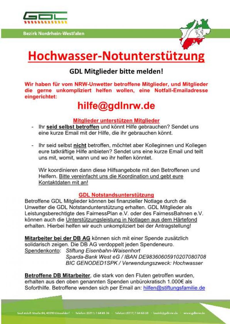 2021-07-16 - GDL Bezirk NRW - Aushang - Hochwasser-Notunterstuetzung-p1